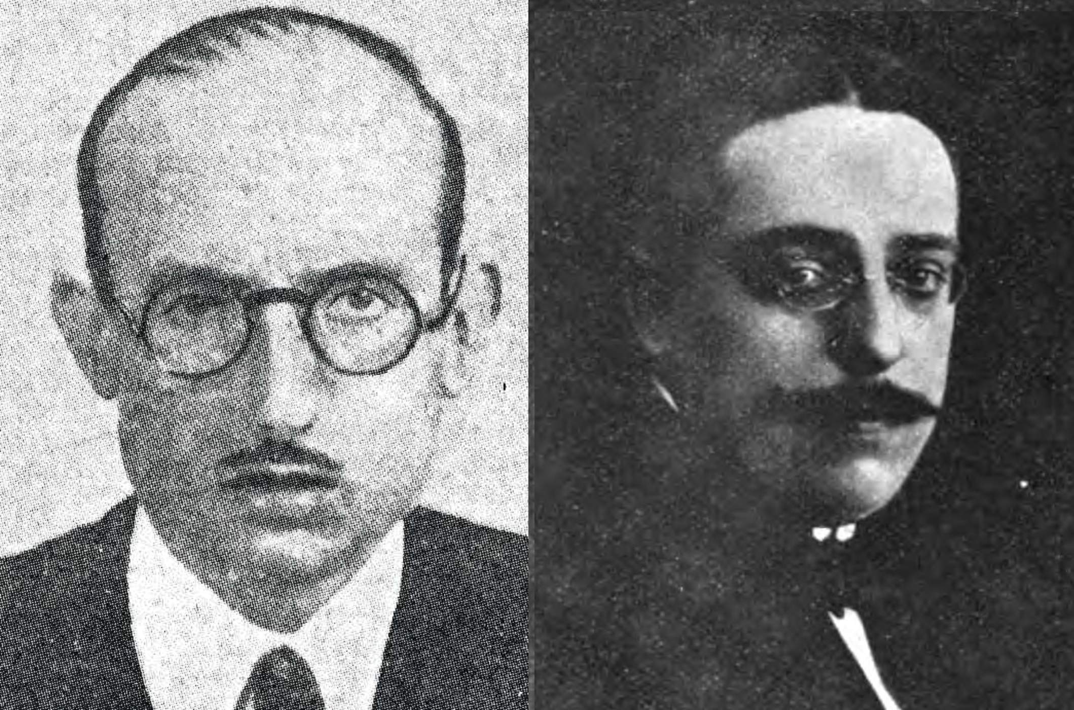 Els consellers Vidal Rosell (UGT) i Giralt Bullich (PRR)  probables informants del pla de Macià. Font Fundació Pablo Iglesias i Wikimedia Commons