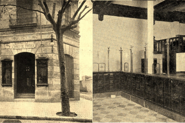 Muere Joaquim Bau. Banco de Tortosa. Primera sede. Exterior e interior. 1925