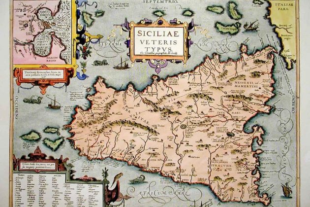 Mapa de Sicilia. 1601. Font Wikipedia