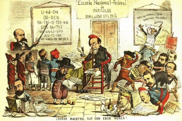 Caricatura coetánea de la Revolución federalista. 1873. Fuente Archivo de ElNacional