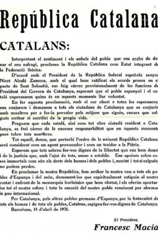Edict of the Catalan Republic Macià. Font Wikimedia commons