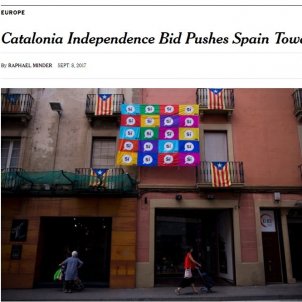 The New York Times: "Catalonia Independence Bid Pushes Spain Toward Crisis" The New York Times: "Catalonia Independence Bid Pushes Spain Toward Crisis"
