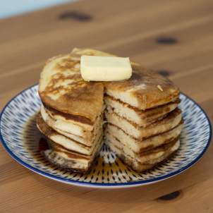 A stack of fluffy breakfast pancakes A stack of fluffy breakfast pancakes