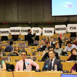 Female EU staff protest far-right Vox's event in the Parliament Female EU staff protest far-right Vox's event in the Parliament