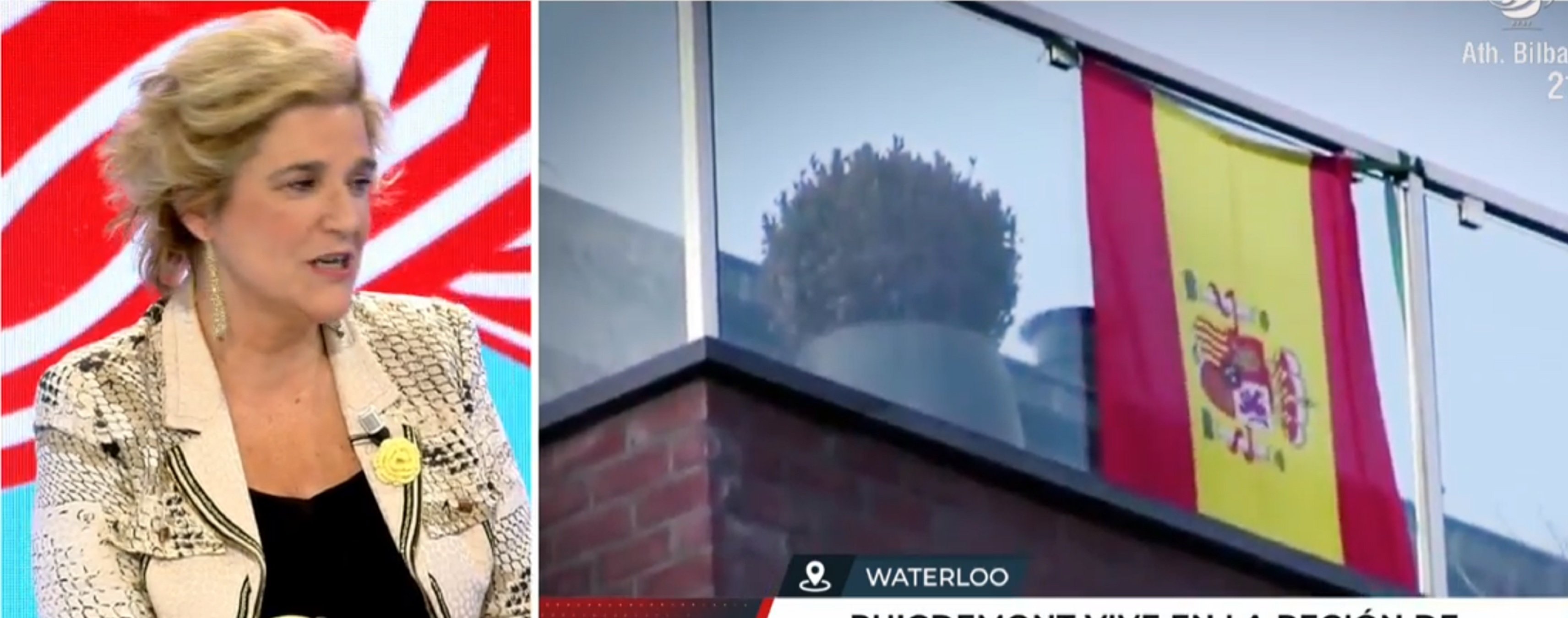 Rahola plancha a Telecinco cuando enseñan rojigualdas en los balcones de Waterloo