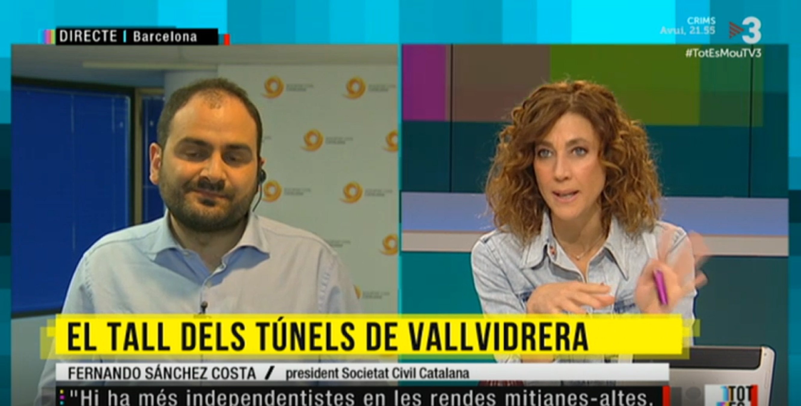 SCC torna a menystenir els indepes a TV3 sobre el tall als túnels de Vallvidrera