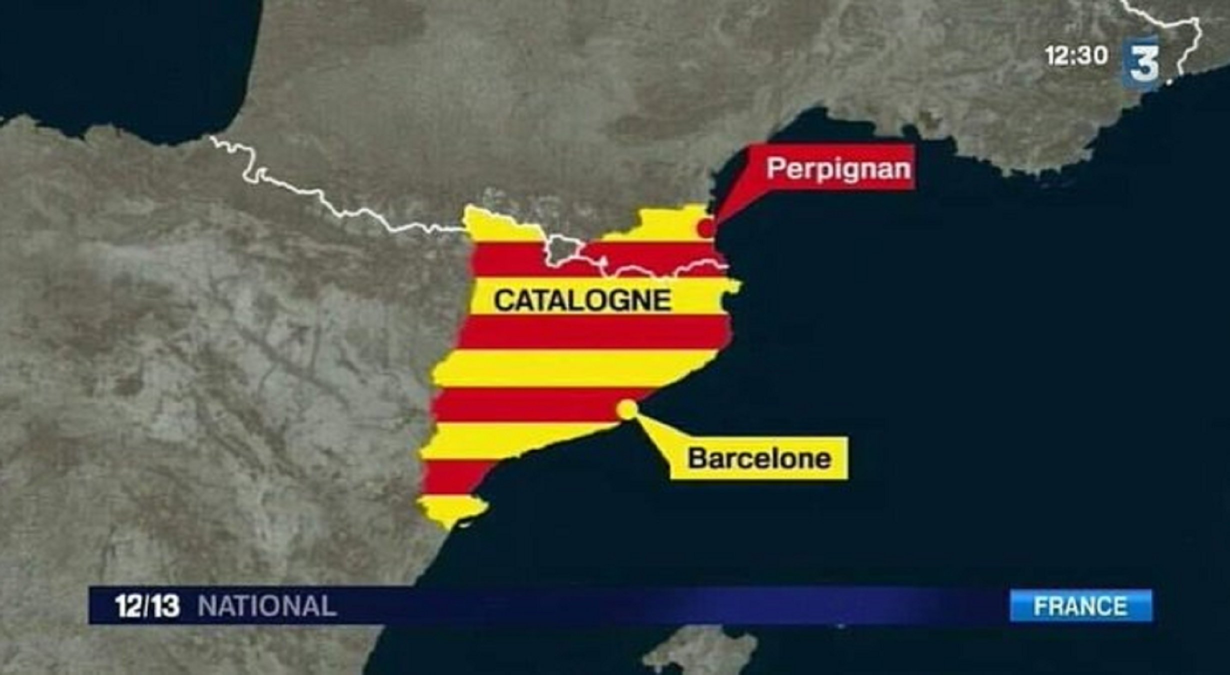 Inédito mapa de Catalunya en TV. Twitter truena: "No es nuestra TV3"