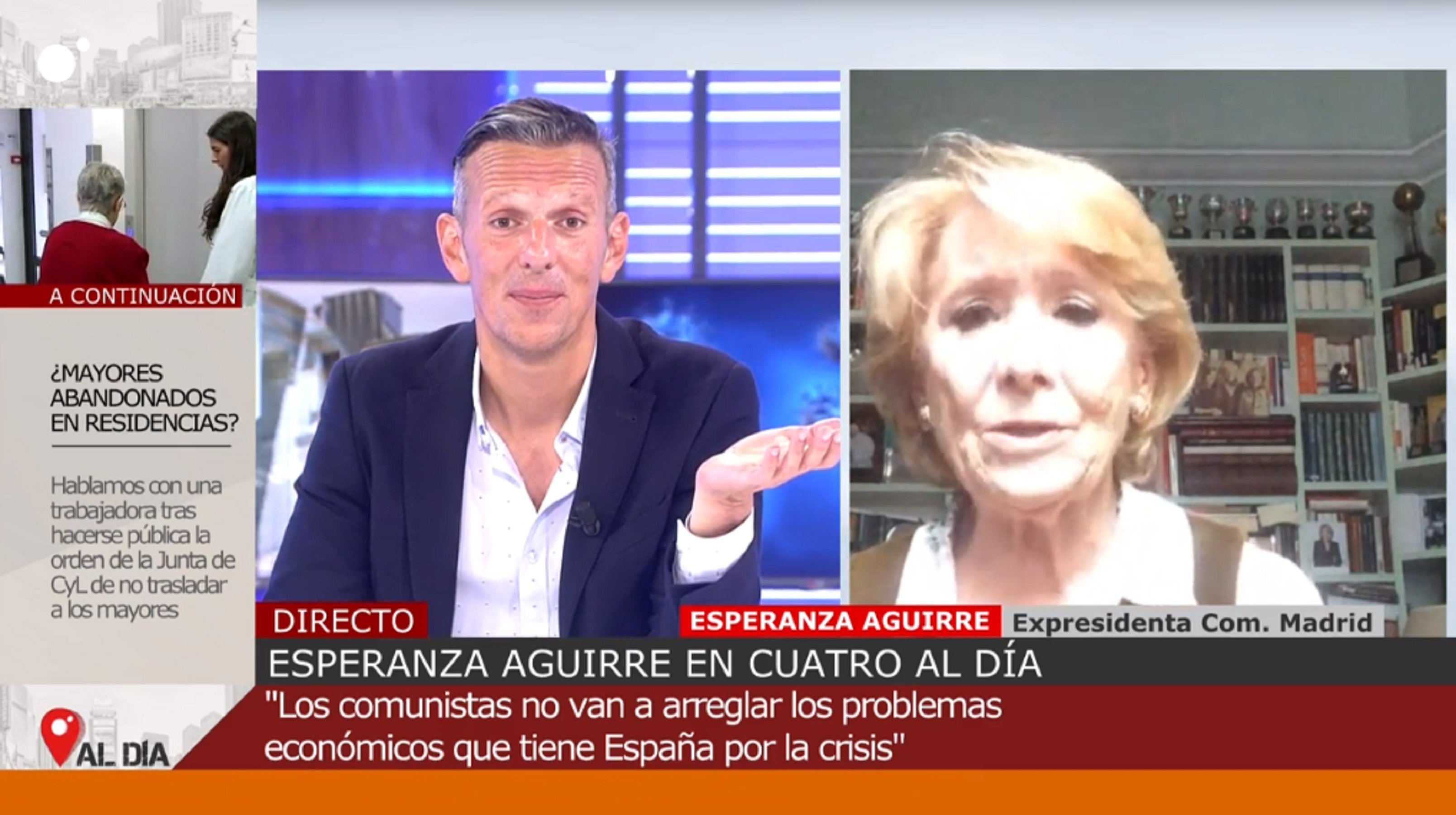 Cabreo de Esperanza Aguirre en televisión: "¡Esos datos son falsos!"