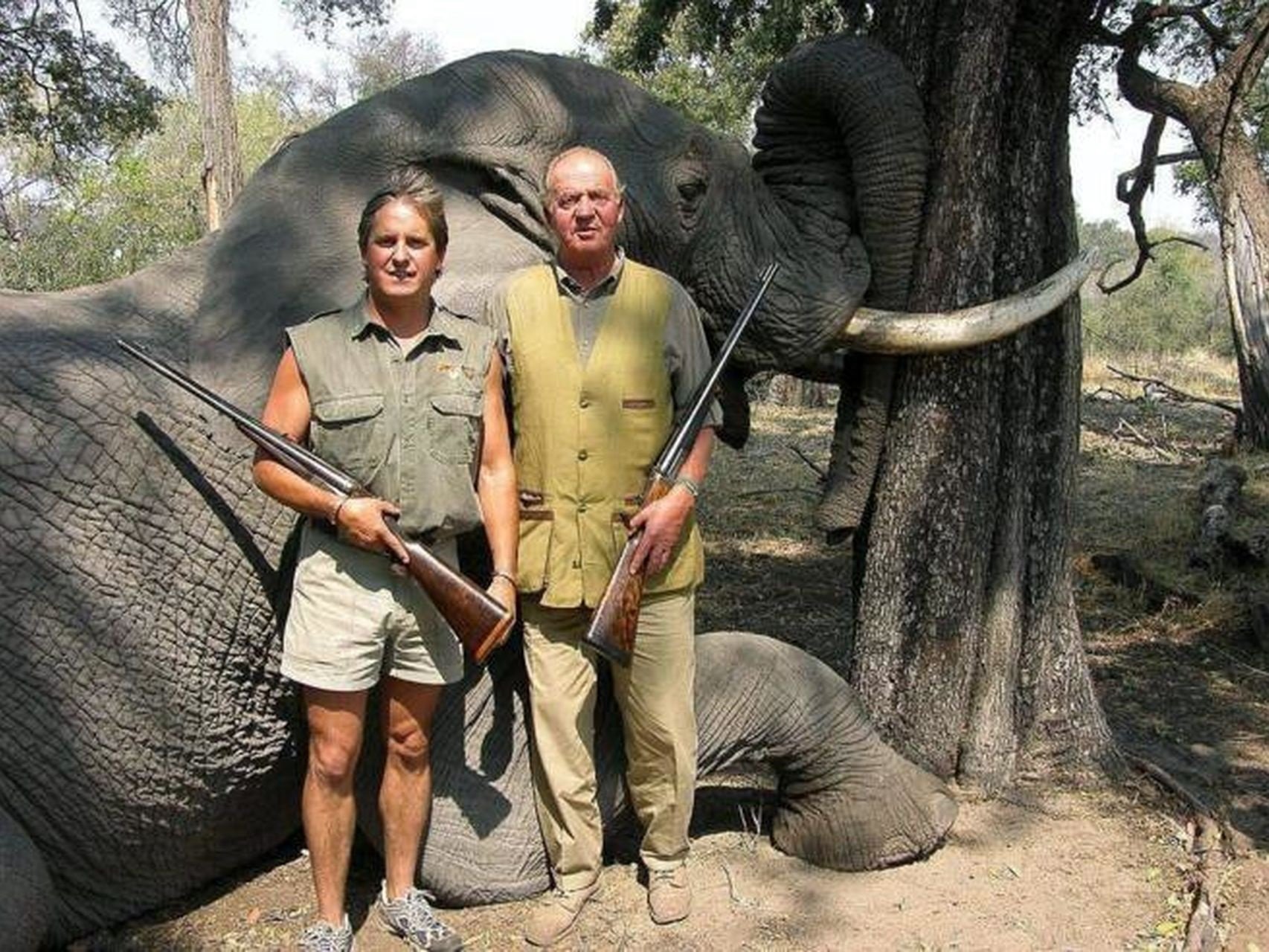 FOTO La primera imatge de Joan Carles de cacera amb un animal mort