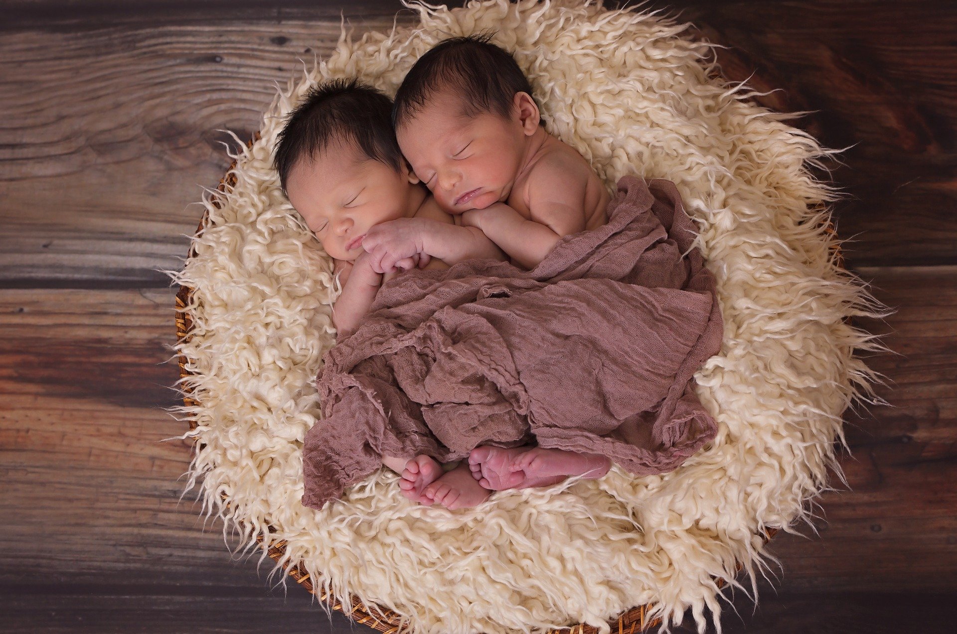 Dues bessones es fan un petó dins la panxa de la seva mare