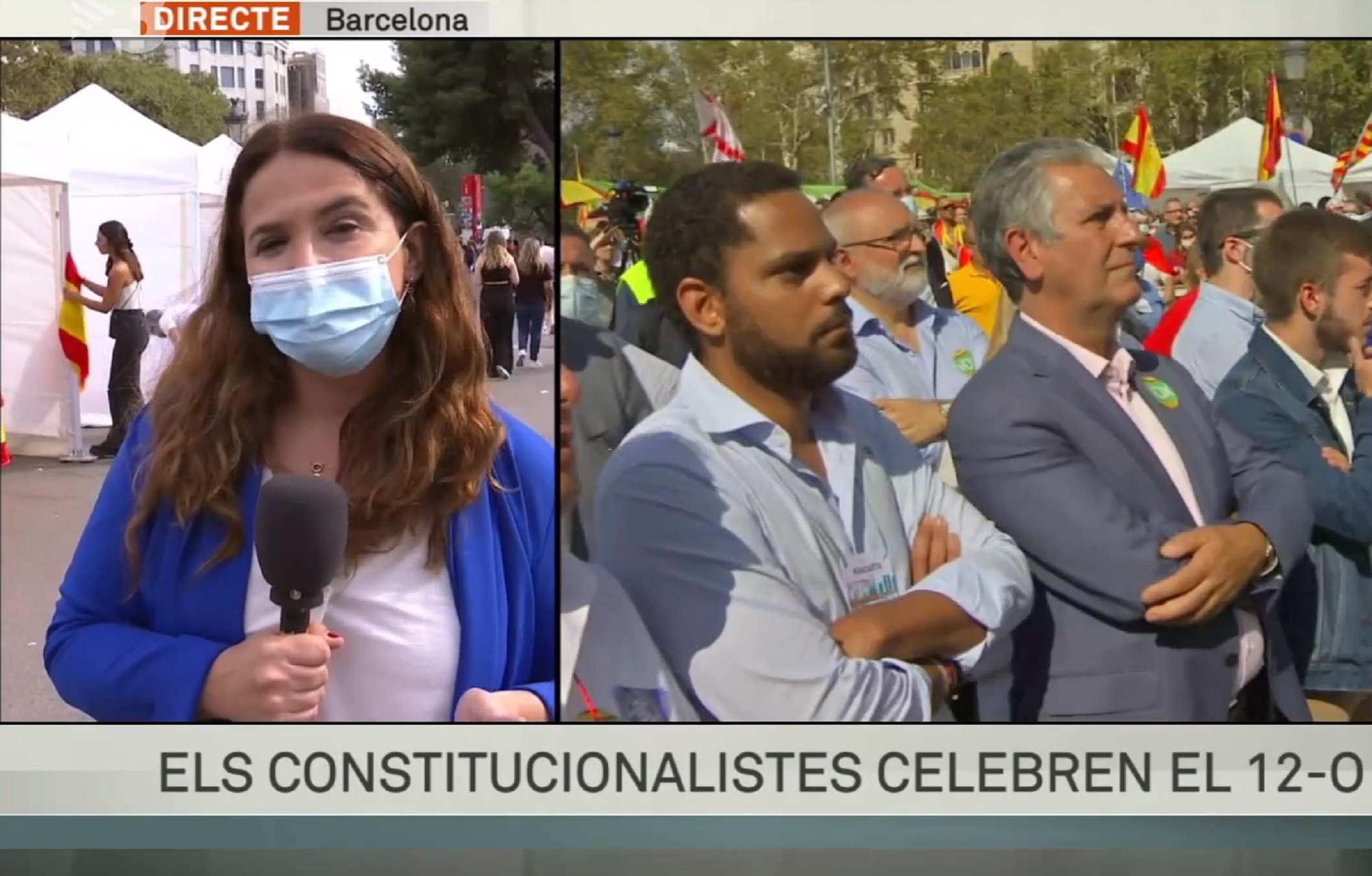 TV3 esconde su logo en la manifestación de Vox por miedo a más agresiones