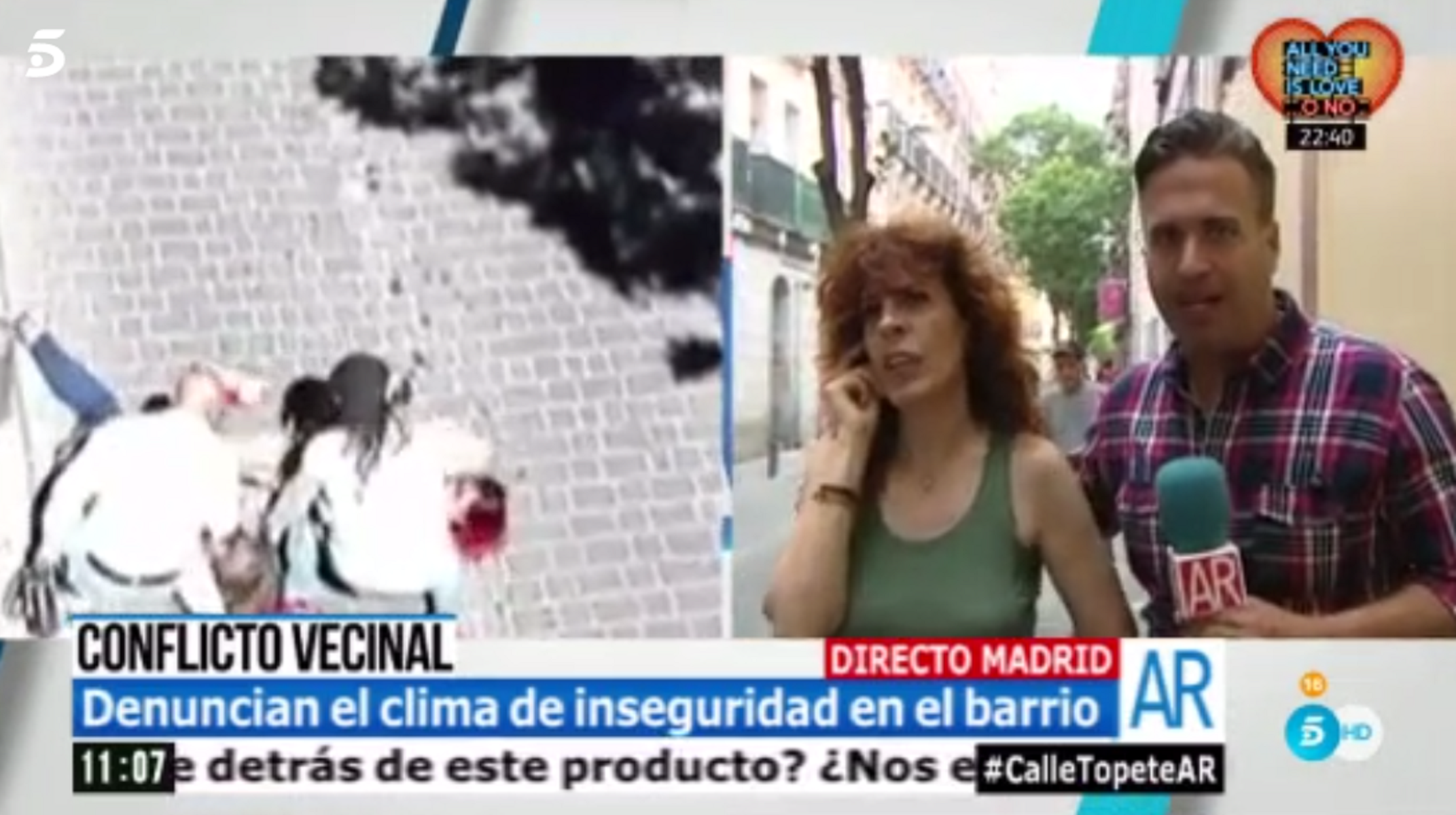 Apedreado en directo un reportero de Telecinco en Madrid