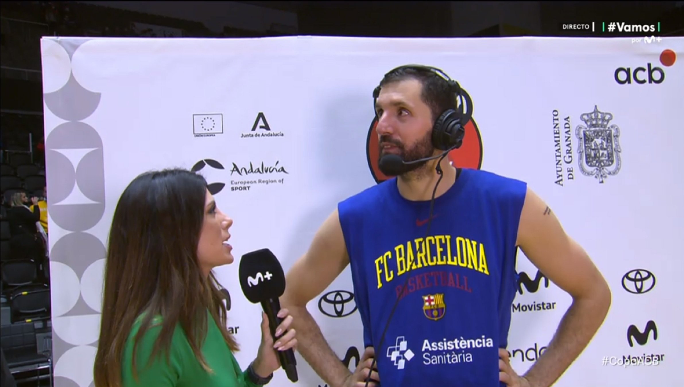 La cara de los locutores de Movistar anticulés: Mirotic les grita Visca el Barça