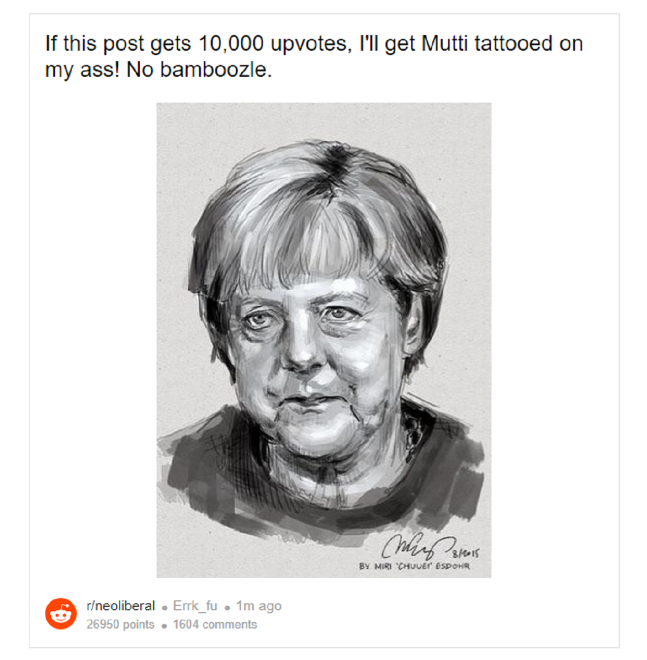 Promete tatuarse a Merkel en el trasero y este es el resultado