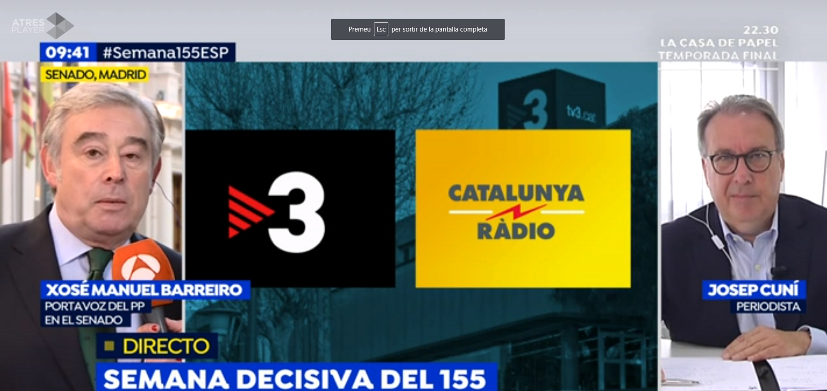 Cuní critica des d'Antena 3 que s'intervingui la líder TV3