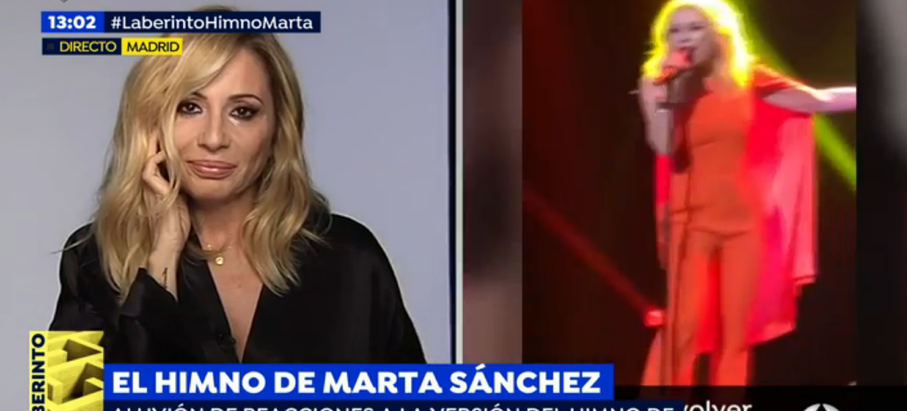 Marta Sánchez llora cuando Rajoy y Rivera alaban su himno de España