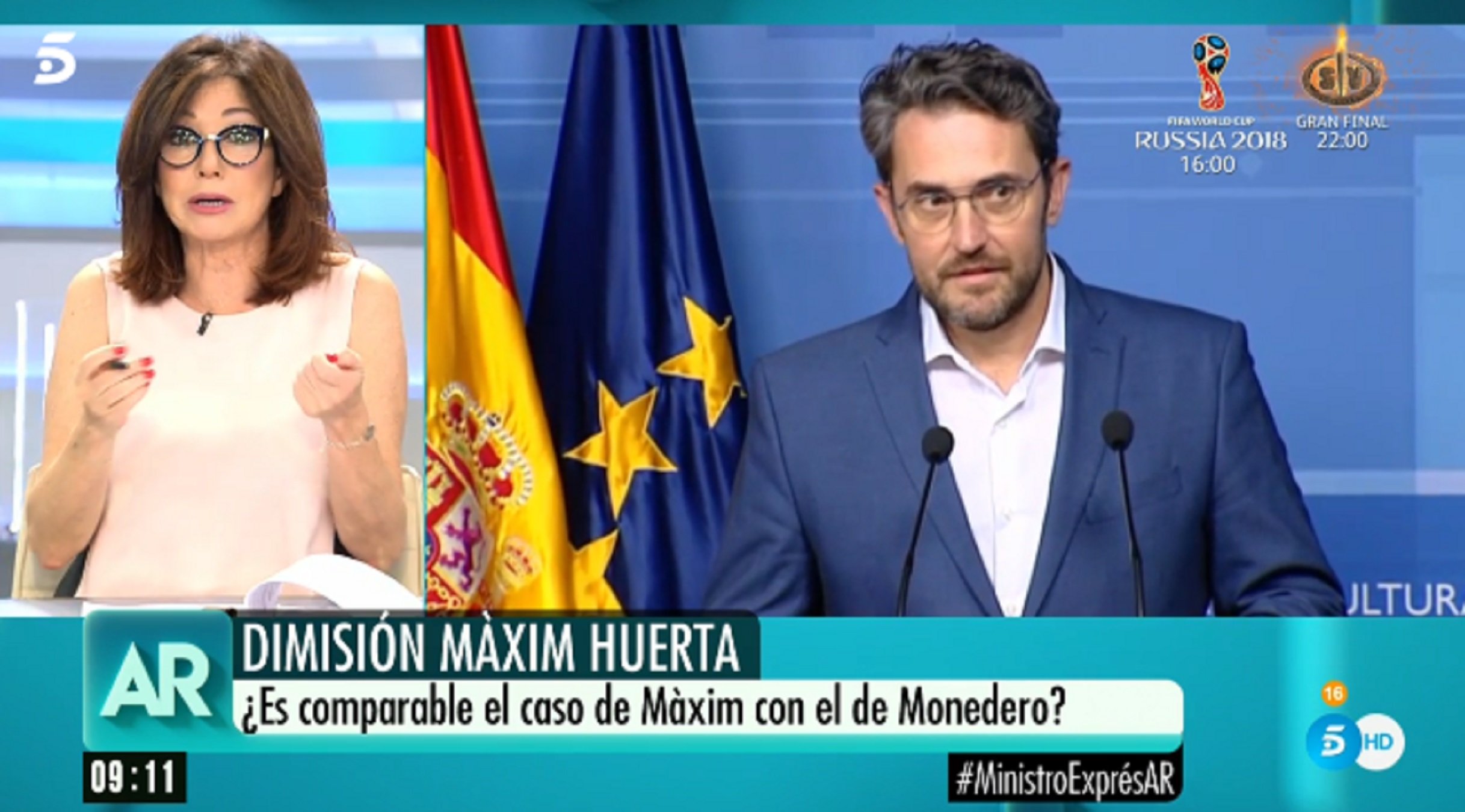 Ana Rosa, clara y contundente ante la dimisión de Màxim Huerta