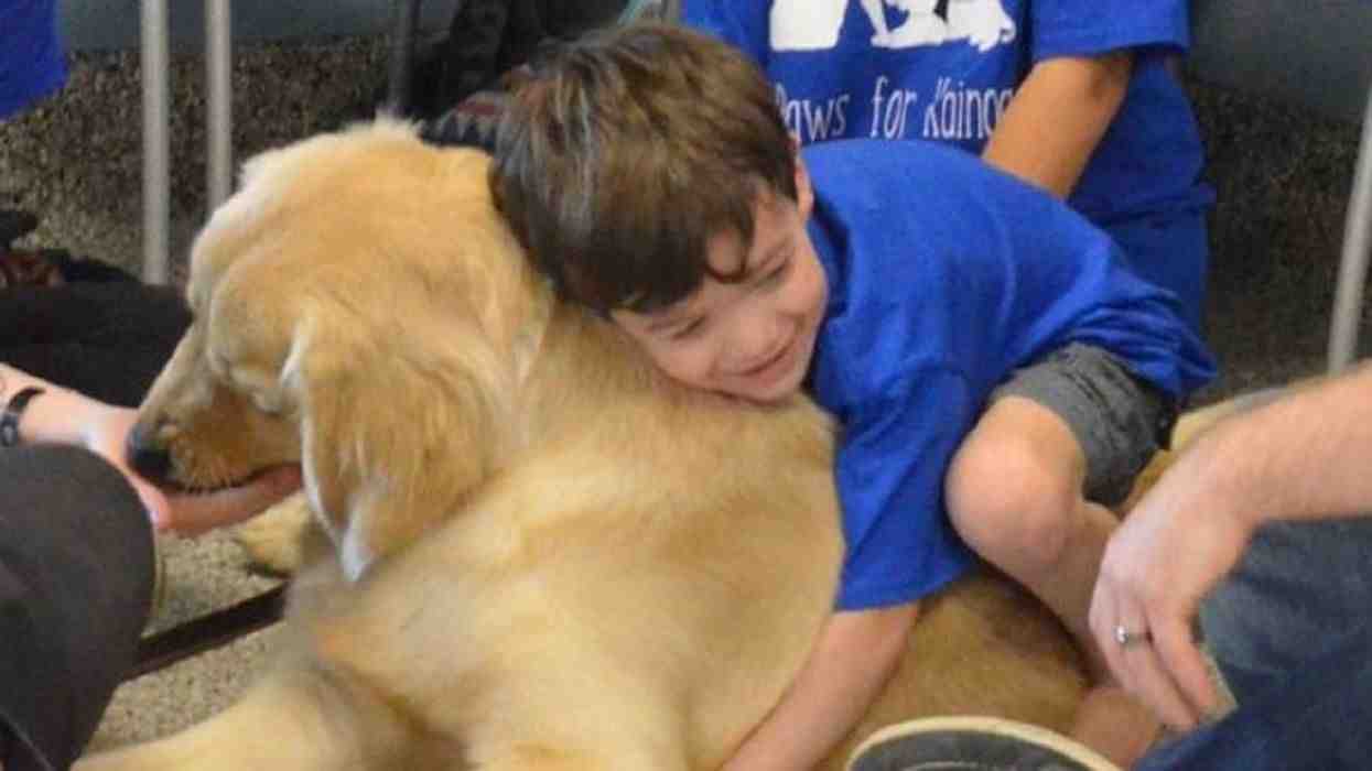 L’emotiu moment en què un nen amb autisme fa una abraçada, la primera, a un gos