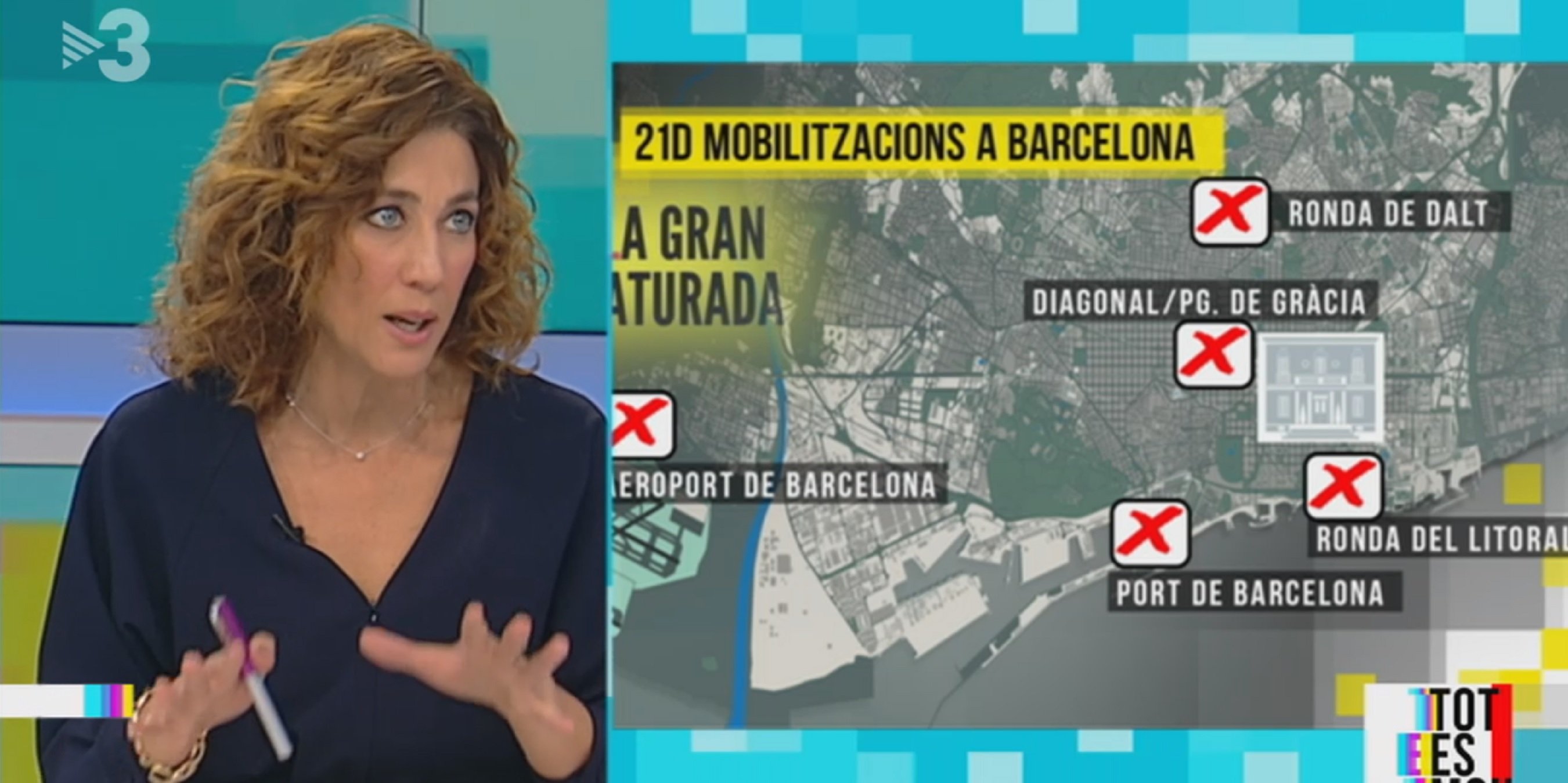 Piden cerrar TV3 por "incitar la revuelta" el 21D con mapas del posible caos