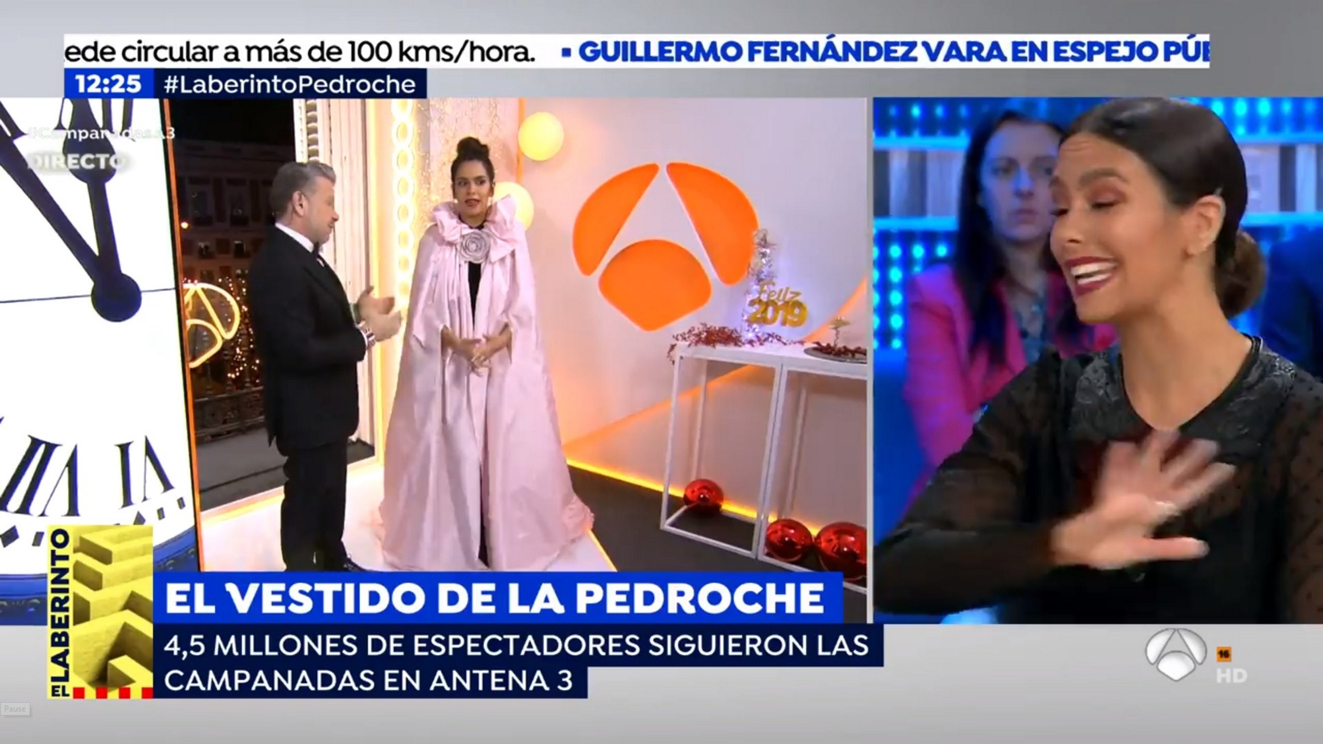 Pedroche, enfadadísima en 'Espejo público' porque los colaboradores intentan tomarle el pelo