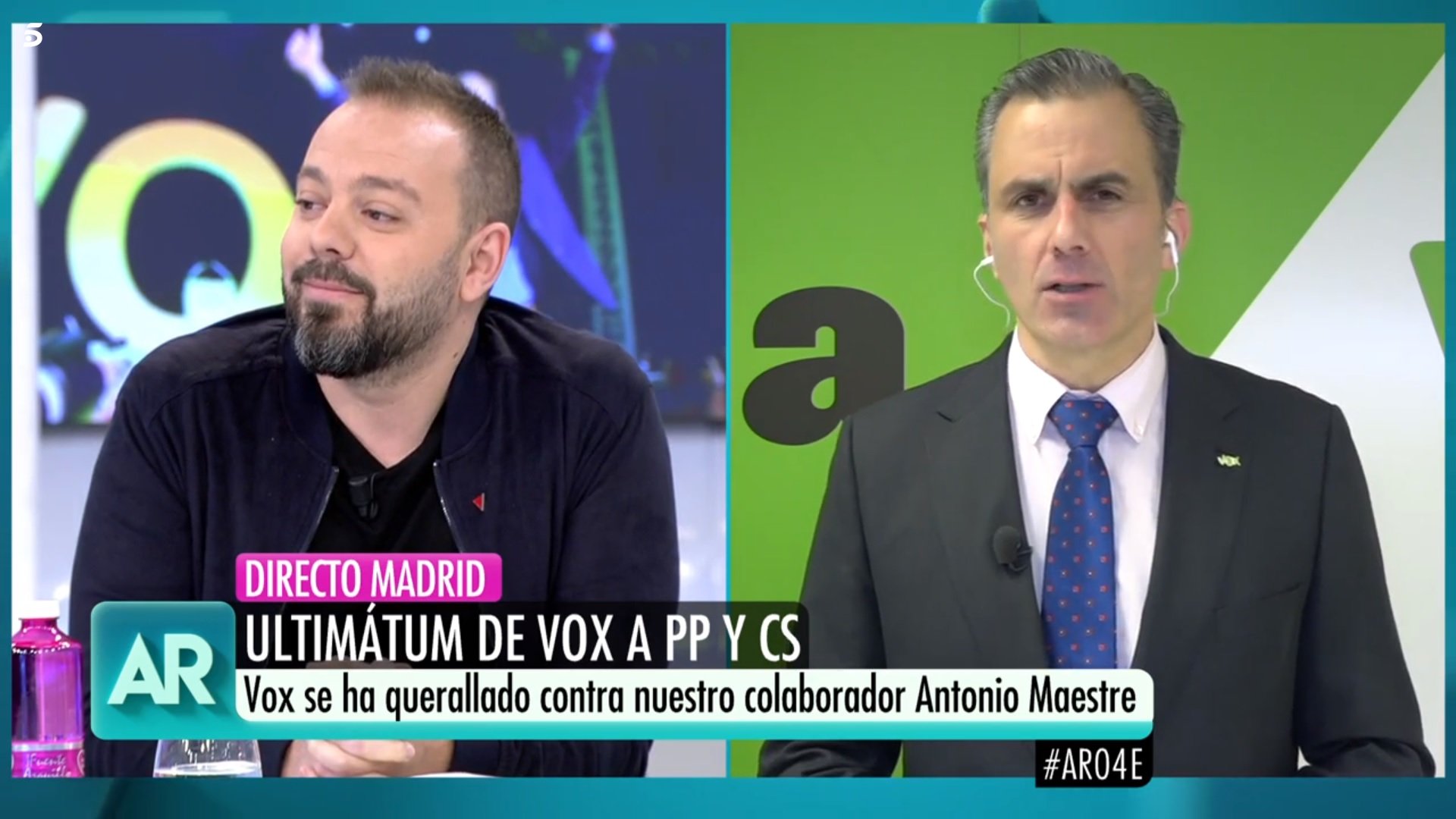 Tensa discusión entre Antonio Maestre y el 2 de Vox en 'Ana Rosa': "Presunto delincuente"