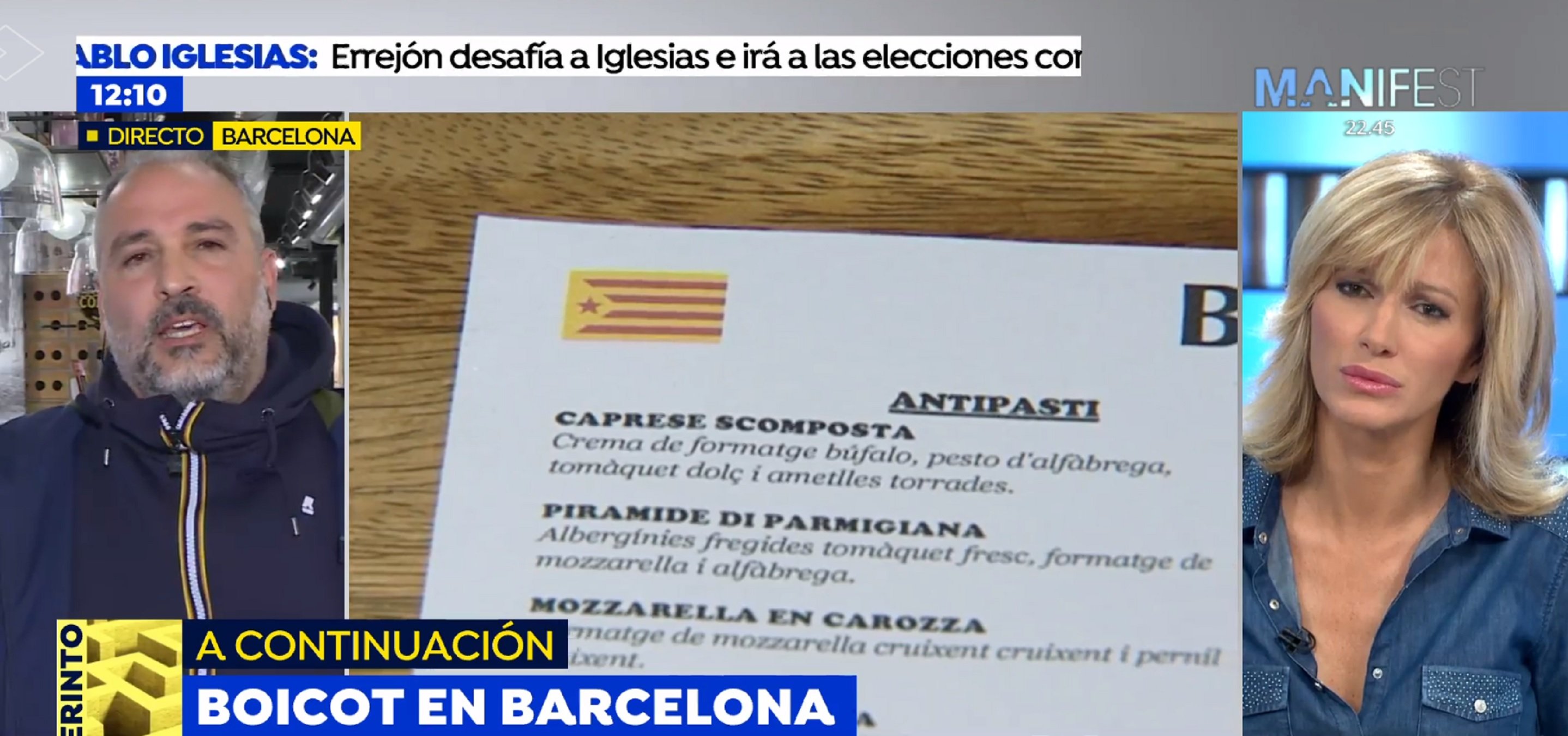 Griso y el pizzero que no da la carta en catalán: "Mi estelada es un error"