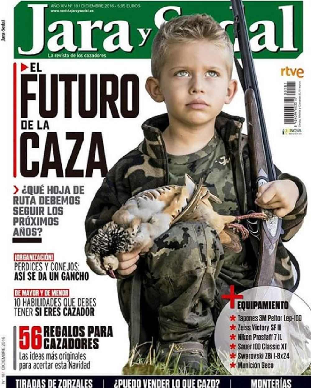 La polèmica portada de la revista de caça 'Jara y Sedal'
