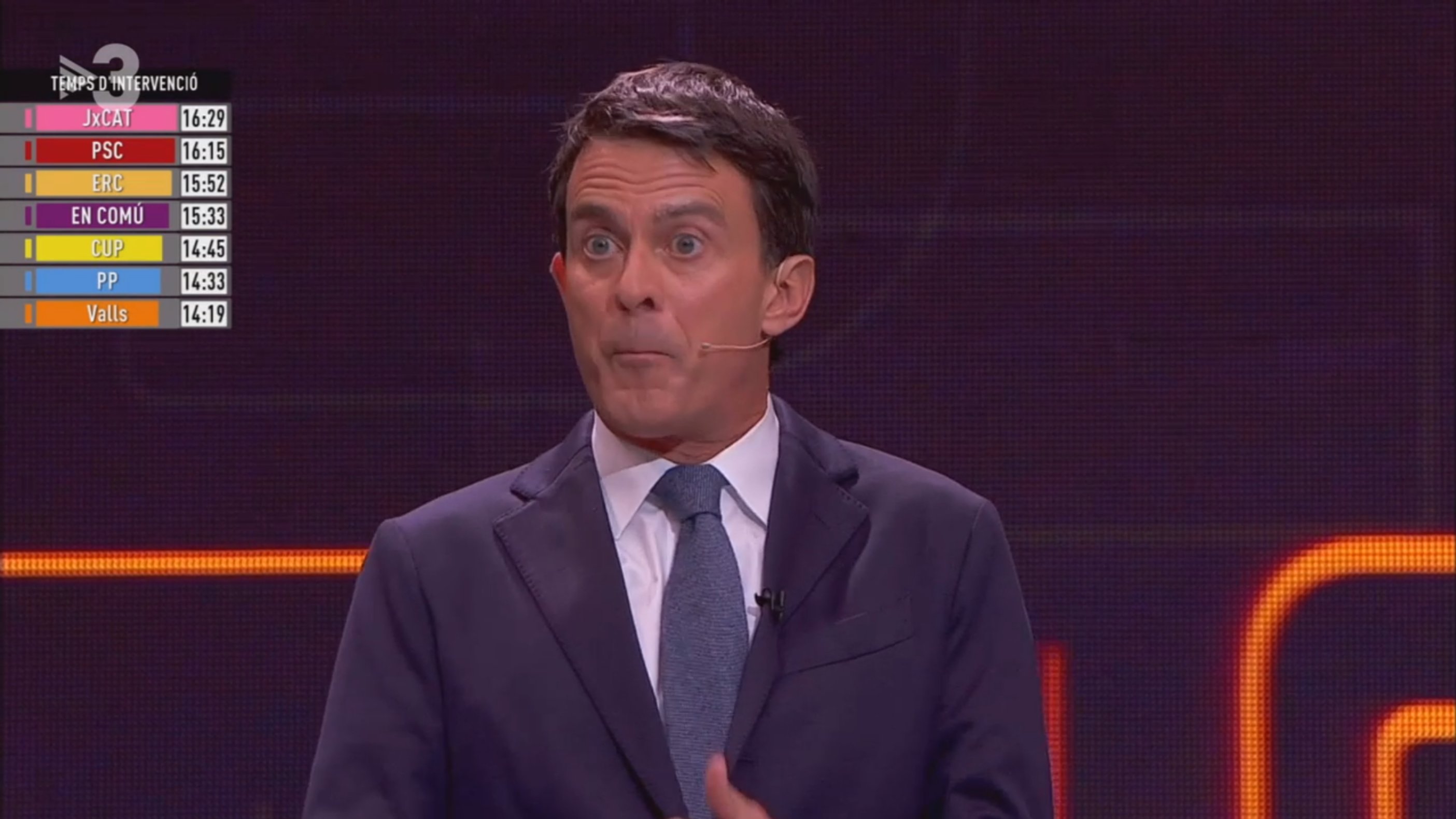 La foto inédita de Manuel Valls, alias Mr. Bean, en el debate electoral de TV3