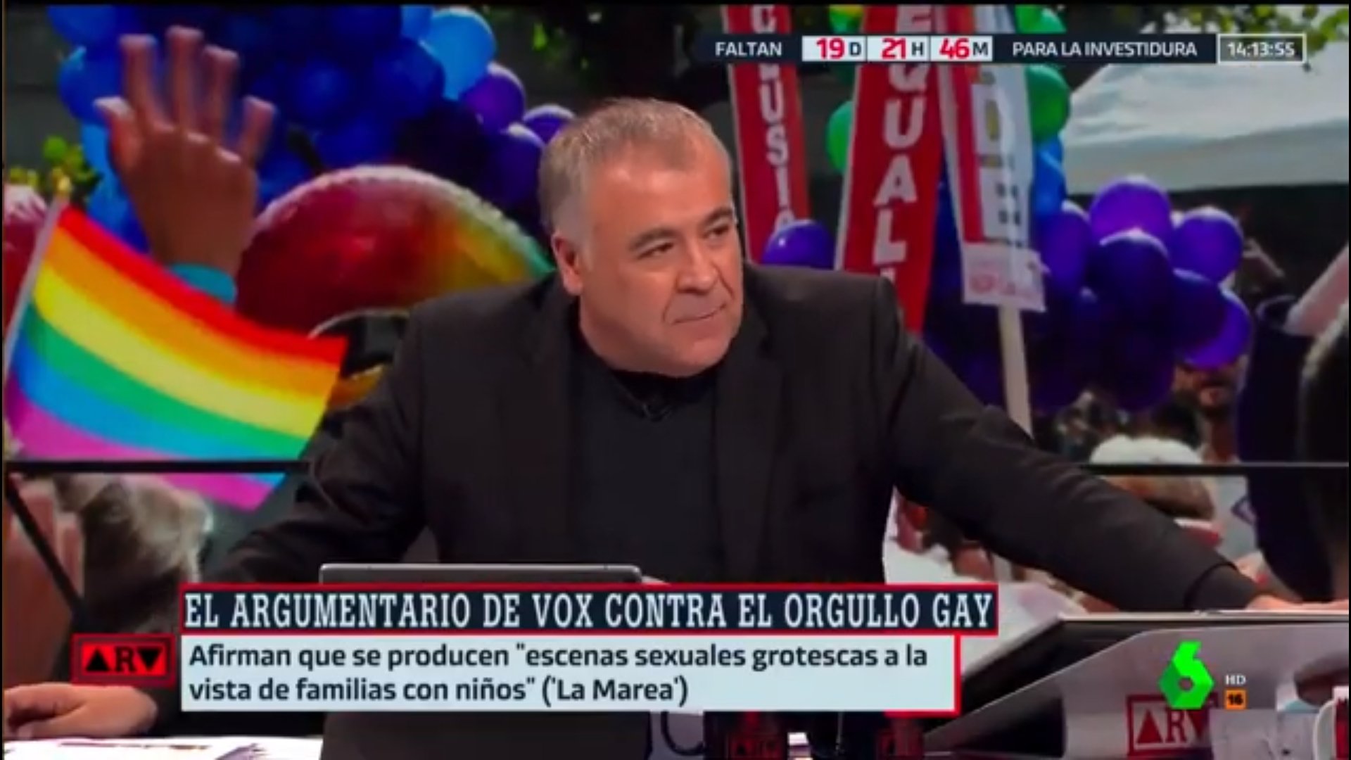 Ferreras desafia Vox per l'Orgull Gai: "Me voy a la carroza de los osos"