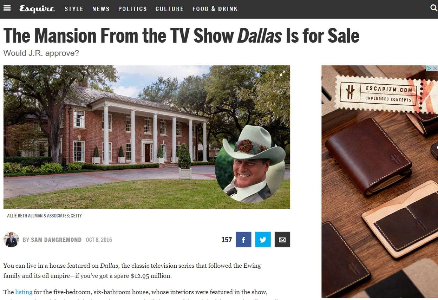 Una de les mansions de la serie Dallas, a la venda