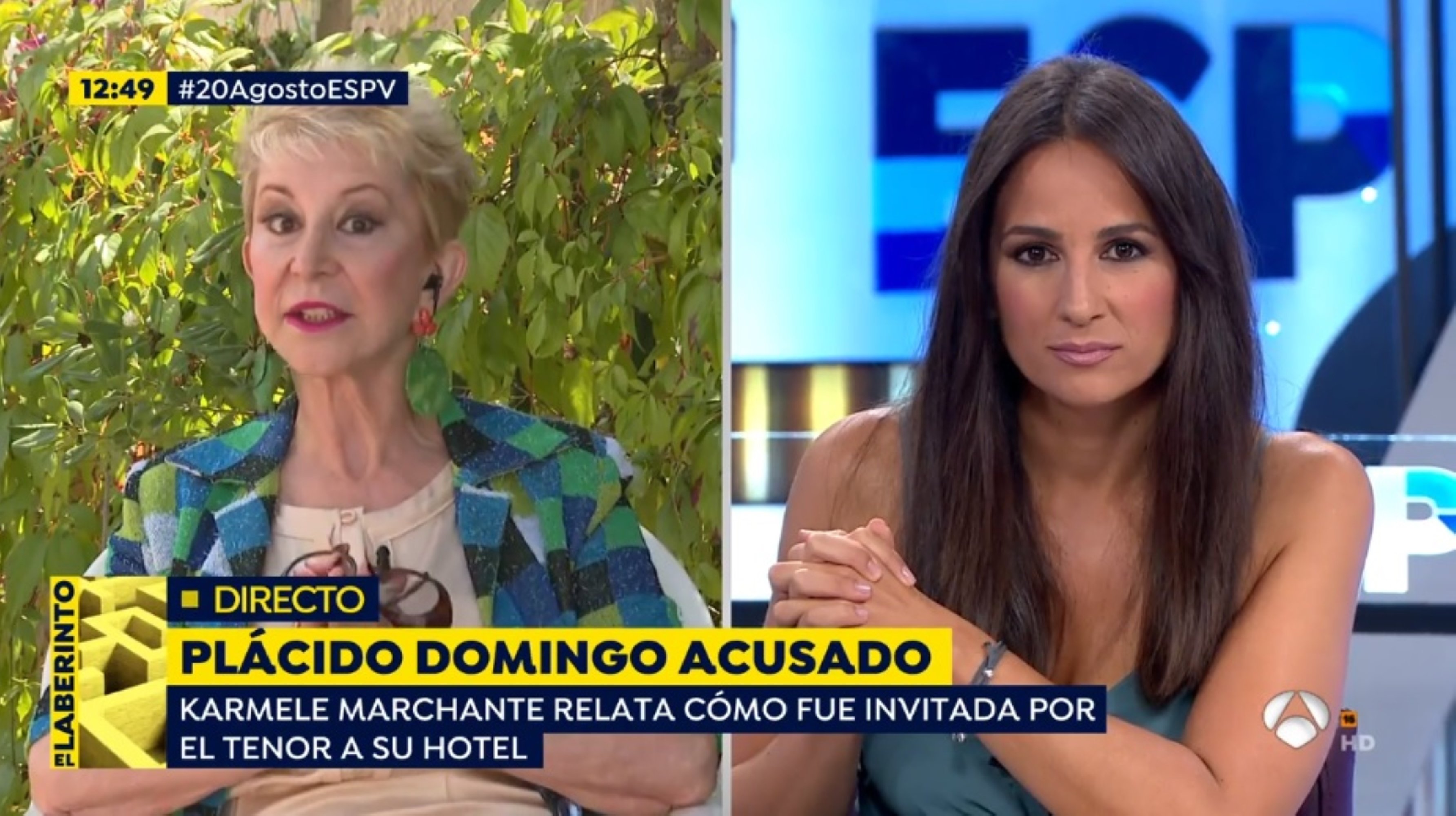 Bronca mayúscula con Karmele Marchante en 'Espejo público' por el caso Plácido Domingo