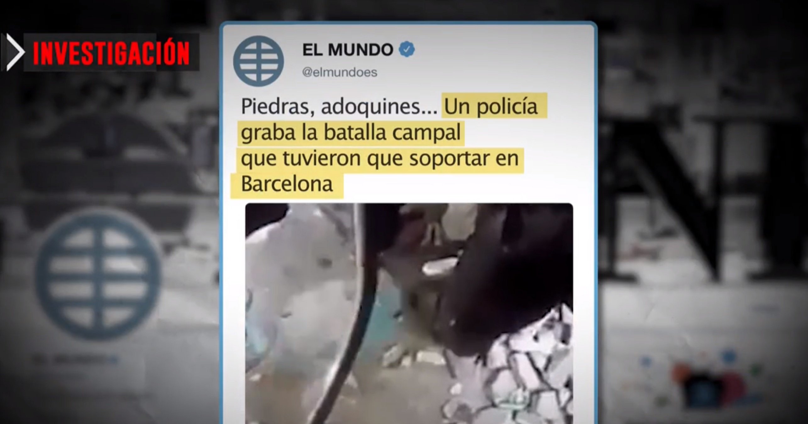 Ridícul 'El Mundo': difon un vídeo d'aldarulls Barcelona i l'àudio els desmenteix