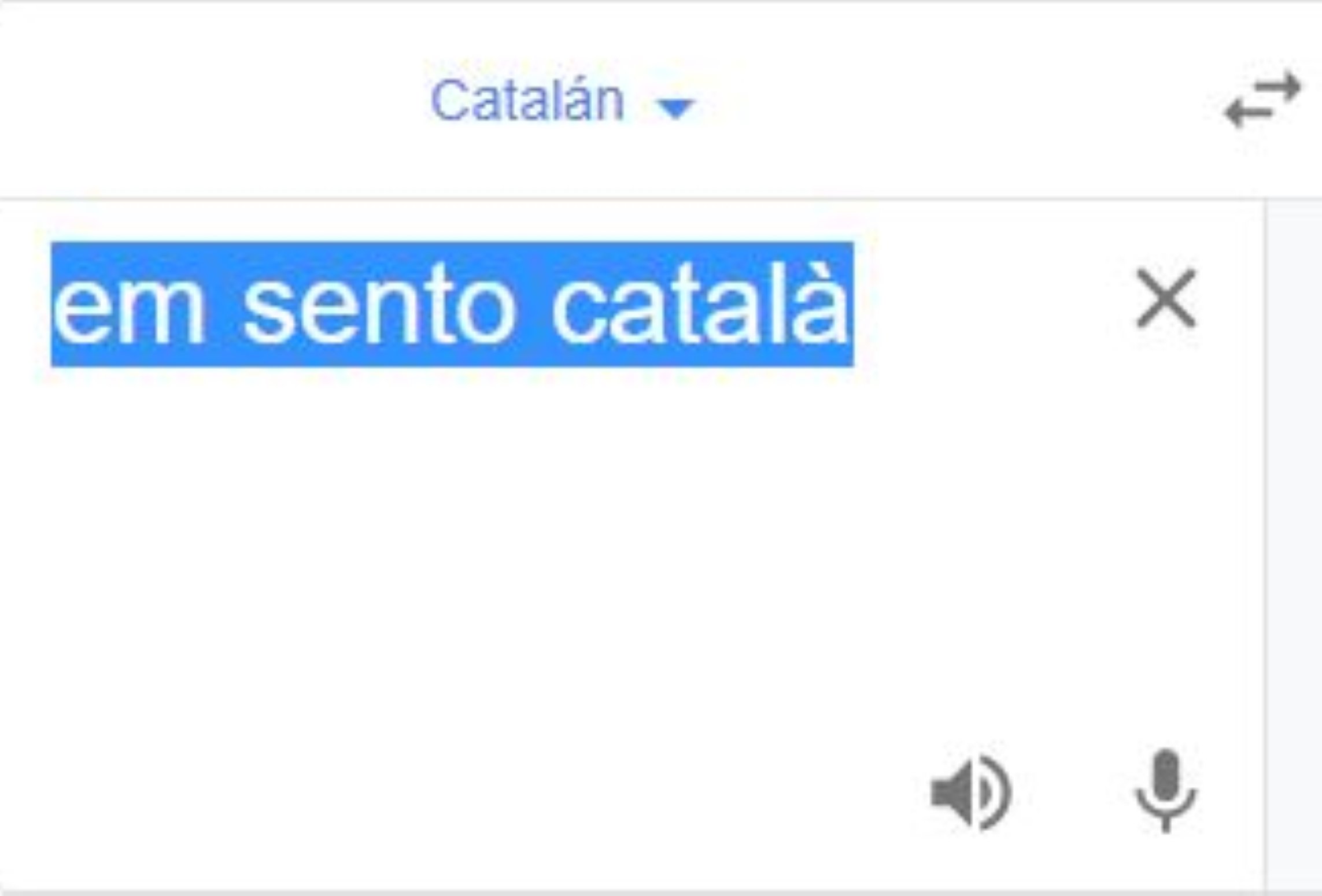 Catalanofobia en el traductor de Google: ¿qué responde a me siento catalán ?