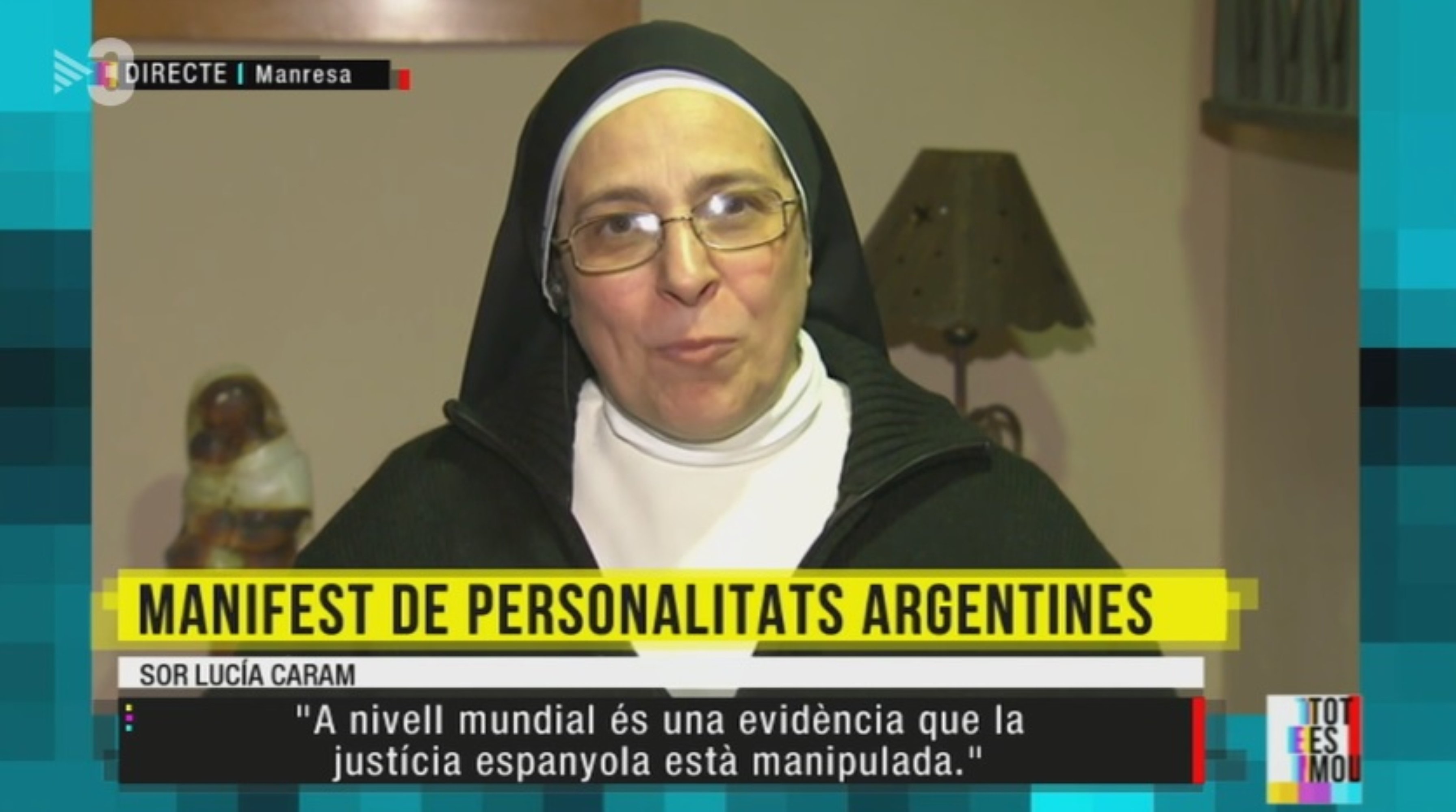 Lucía Caram a TV3, després del manifest pro-català a l’Argentina: “Espanya suspèn”