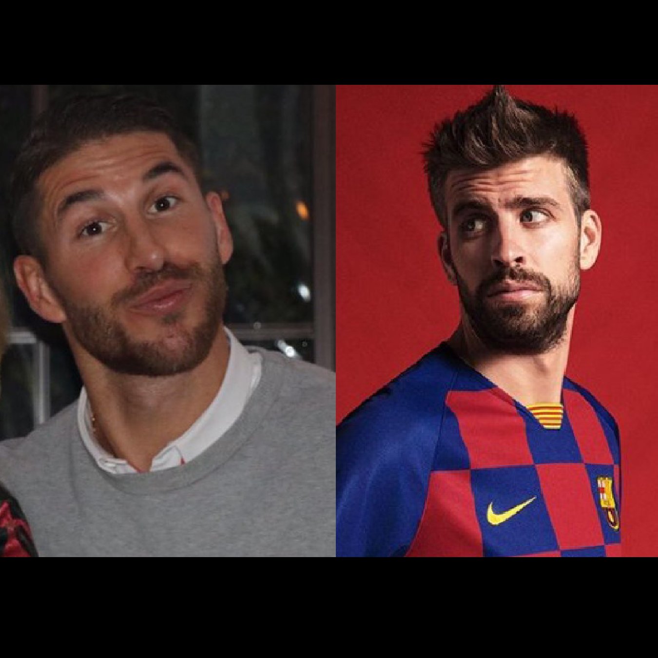 El gràfic petó de Ramos i Piqué a Barcelona sota el lema "Kiss and talk"