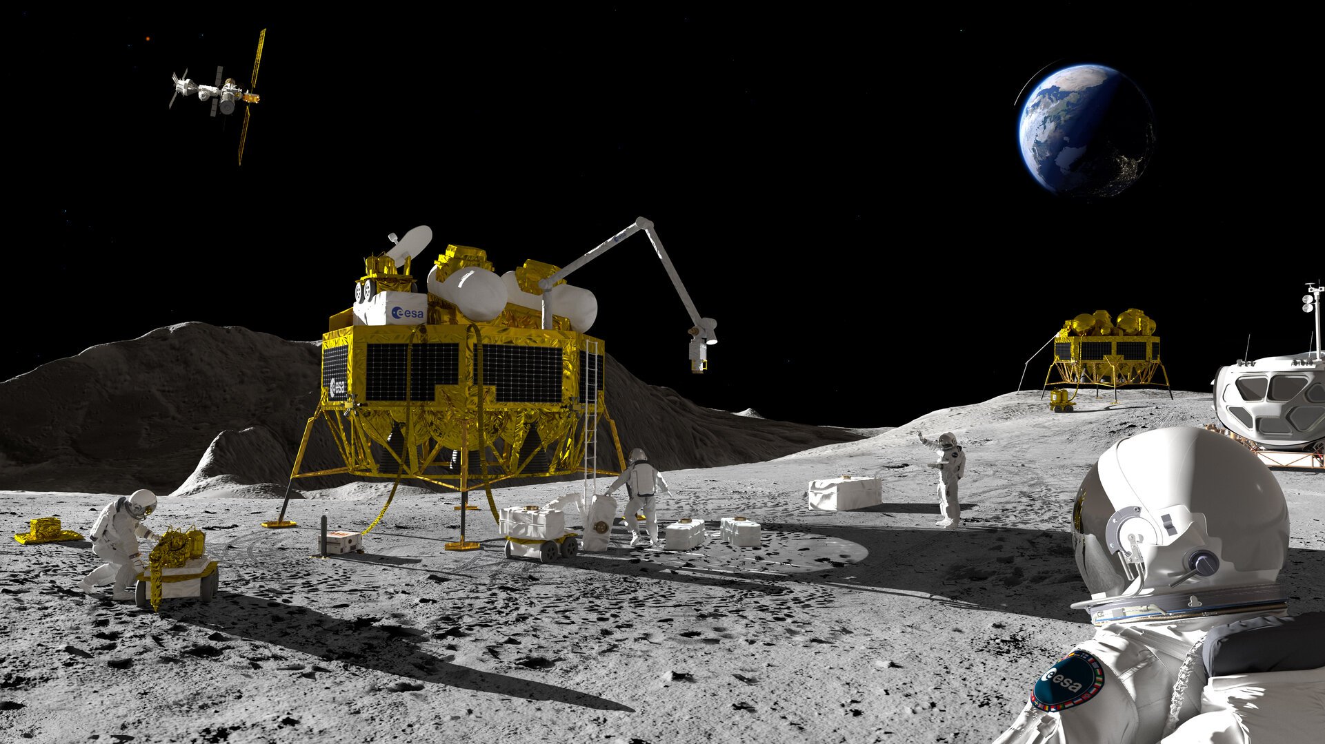 Moon surface scenario pillars