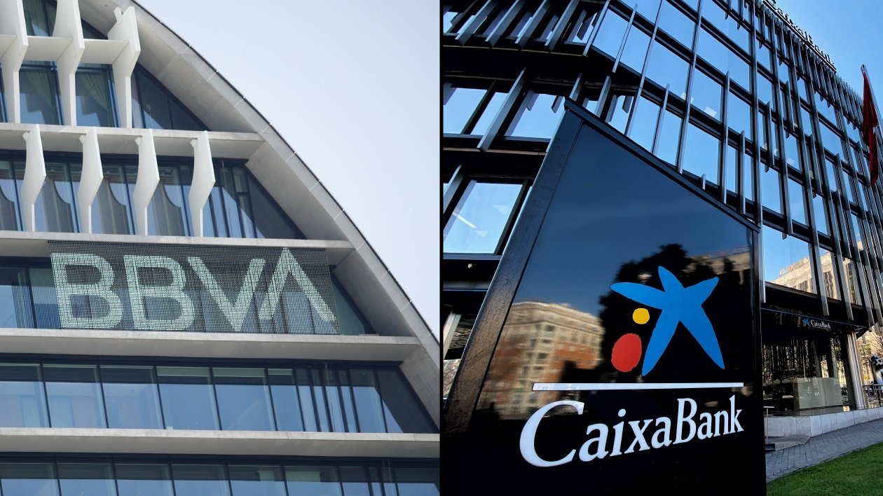 Sede de BBVA y CaixaBank en Madrid