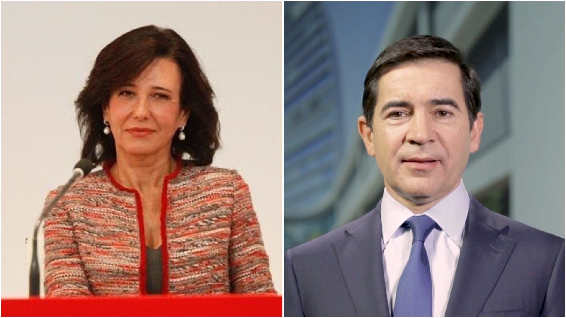 La presidenta del Banco Santander y el presidente de BBVA