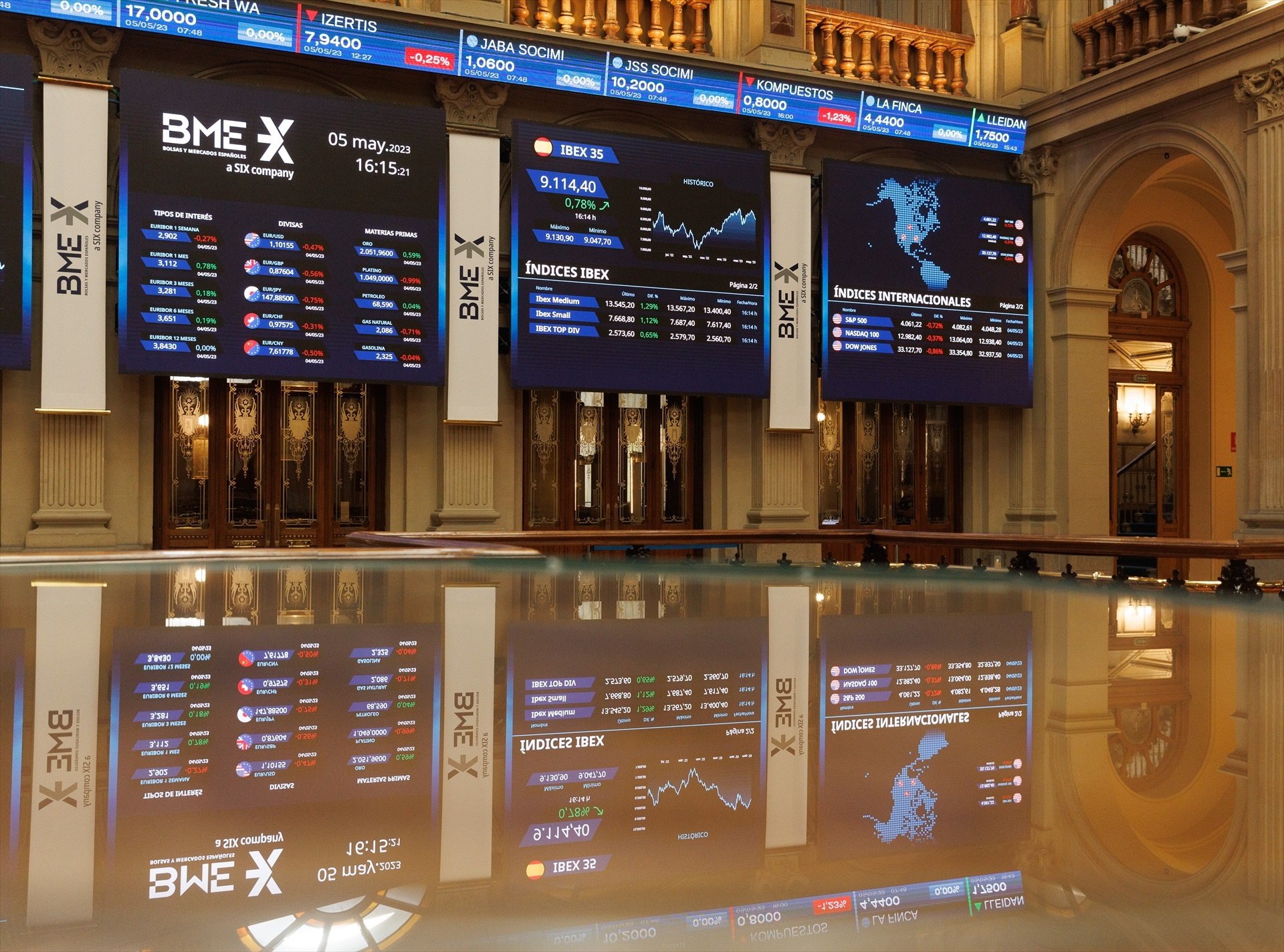 La borsa tanca amb un repunt del 0,16% i s'allunya dels 9.200, amb Telefónica caient un 4,5%