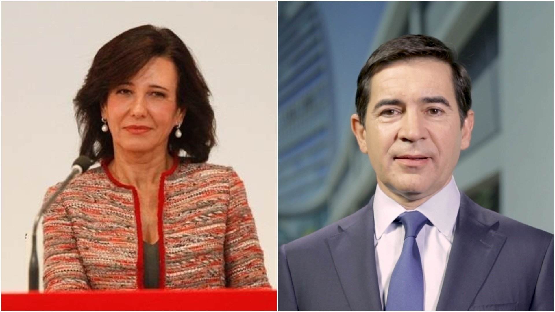 La presidenta del Santander y el presidente de BBVA