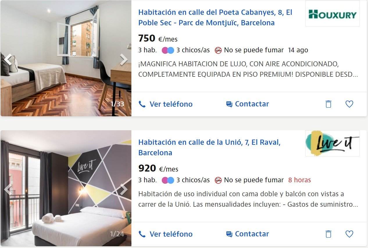On es paga més per compartir pis i quina és l'edat mitjana? Mapa del lloguer d'habitació