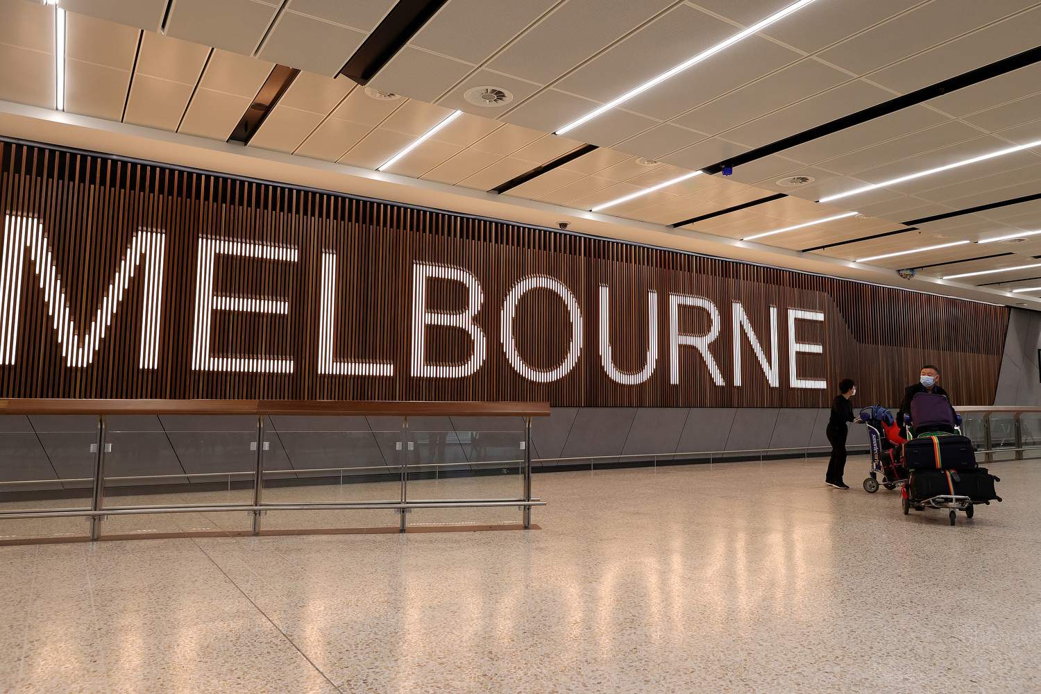 EuropaPress 4145832 passengers are seen arriving at melbourne international airport in
