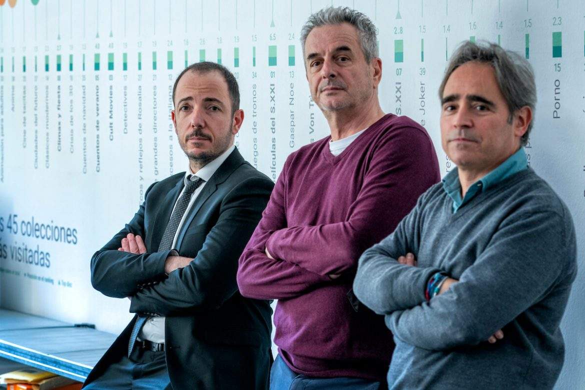 Jaume Ripoll, Juan Carlos Tous y José Antonio de Luna, fundadores de Filmin.