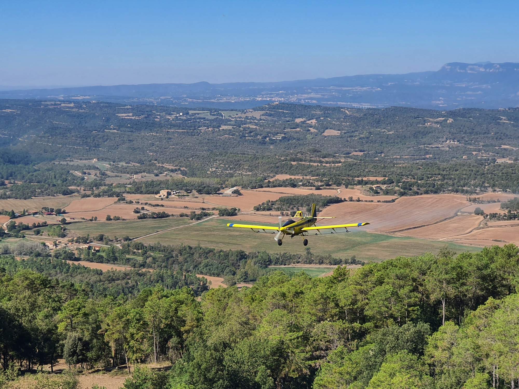 Imagen de un avión que realiza el tratamiento contra la procesionaria | Generalitat
