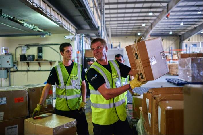 Empleados de los servicios en tierra de Groundforce, del grupo Globalia