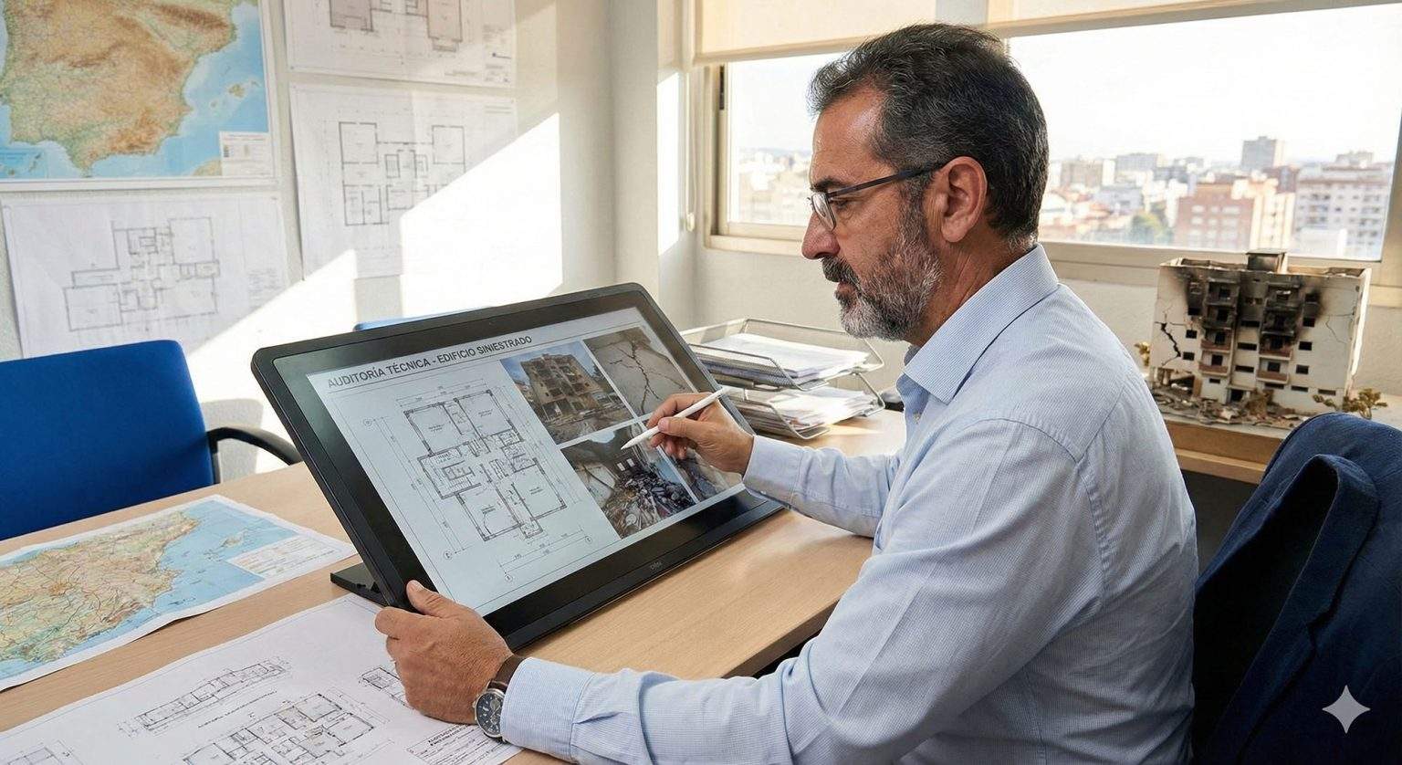 Un expert de la firma OnSedi fent un videoperitaje d'un immoble. Foto OnSedi