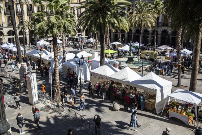 Les parades de llibres i roses de la plaça Reial de Barcelona