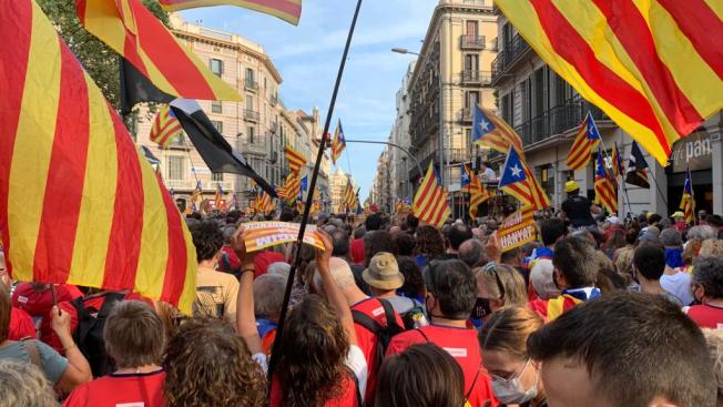 En Fèlix Gómez Agustí ens mostra la manifestació de Barcelona des de plaça Urquinaona amb Via Laietana