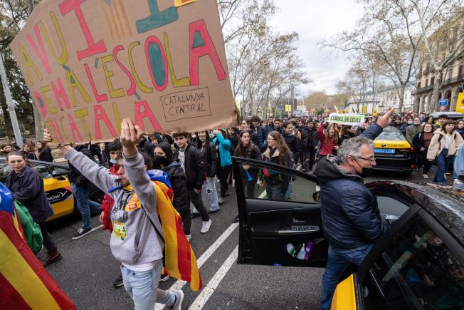 Solidaritat dels taxistes amb els manifestants