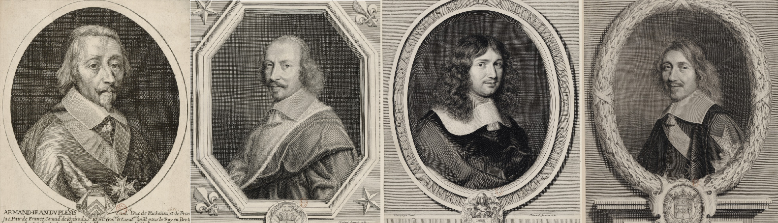 Imatge 3. Richelieu, Mazzarino, Colbert i Le Tellier  quatre dels principals superministres de Lluís XIV. Font Bibliothèque Nationale de France